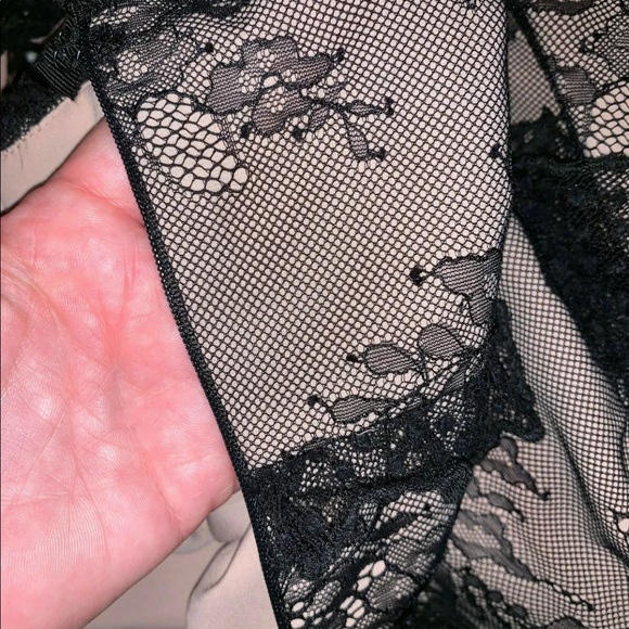 NWT ALEXIS *Helia* black tan lace Swiss dot ruffle dress S - Picture 4 of 6